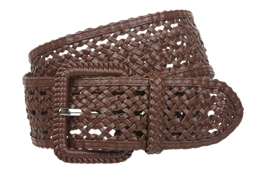 2 Inches Wide Hand Made Braided Square Buckle Belt