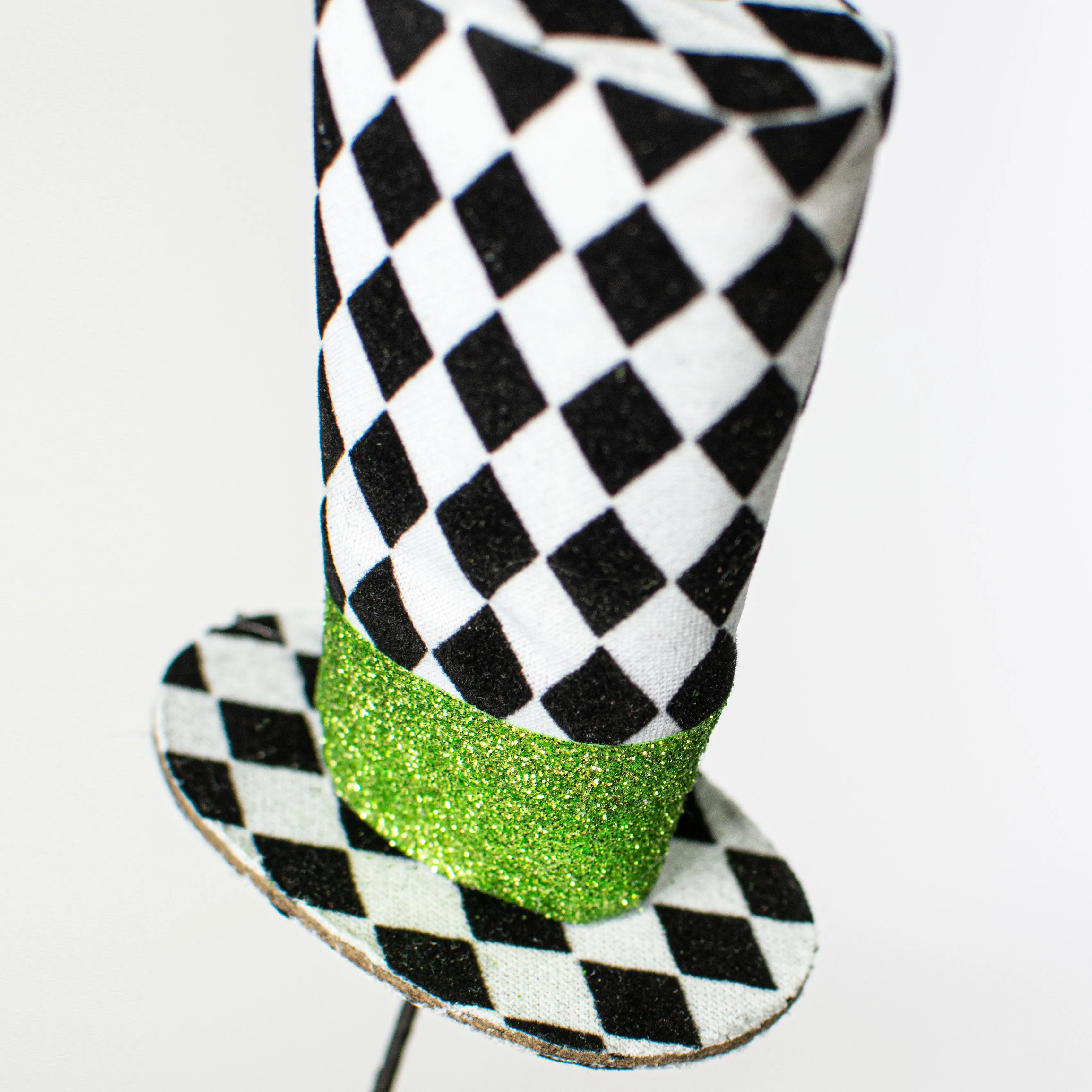 29" Harlequin Halloween Top Hat Spray