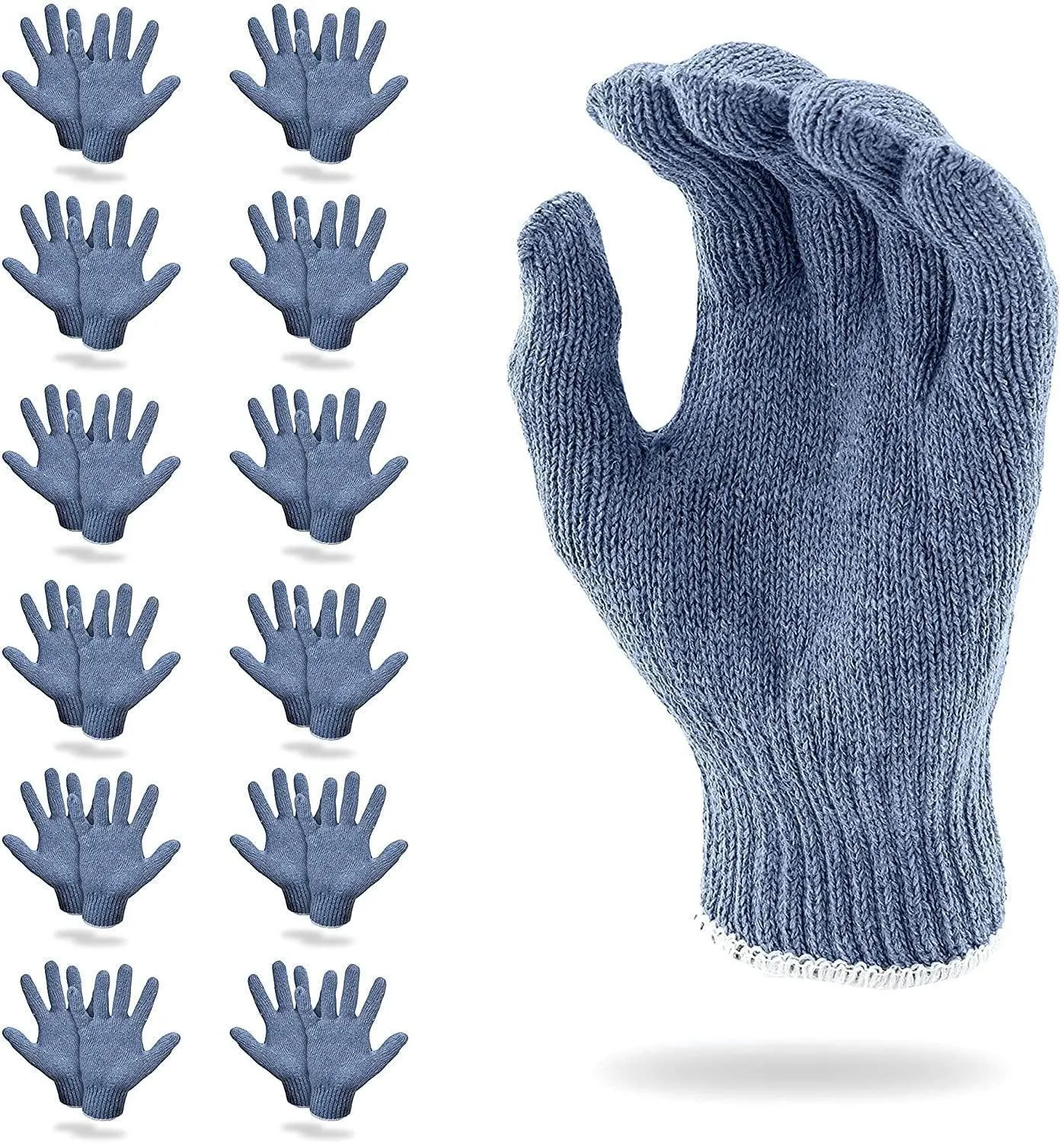 AMZ Blue Gray Cotton Work Glove. Work Cotton Gloves for Men, Women 10