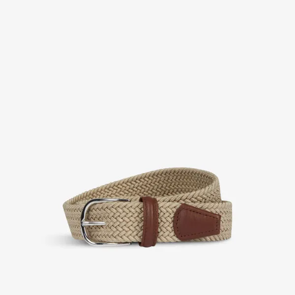 Andersons Woven Stretch Leather Belt, Beige