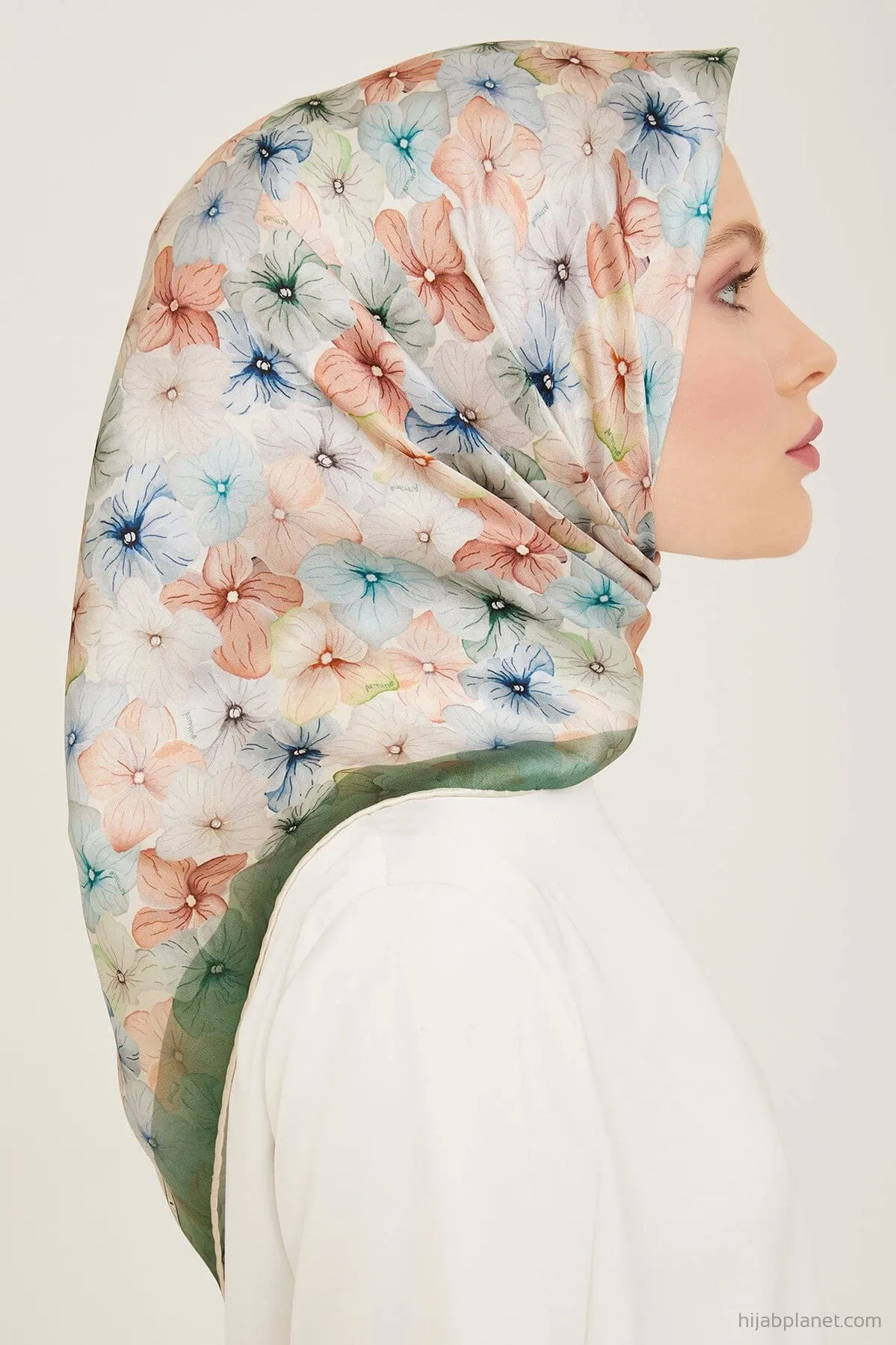 Armine Hydrangea Print Silk Scarf #84