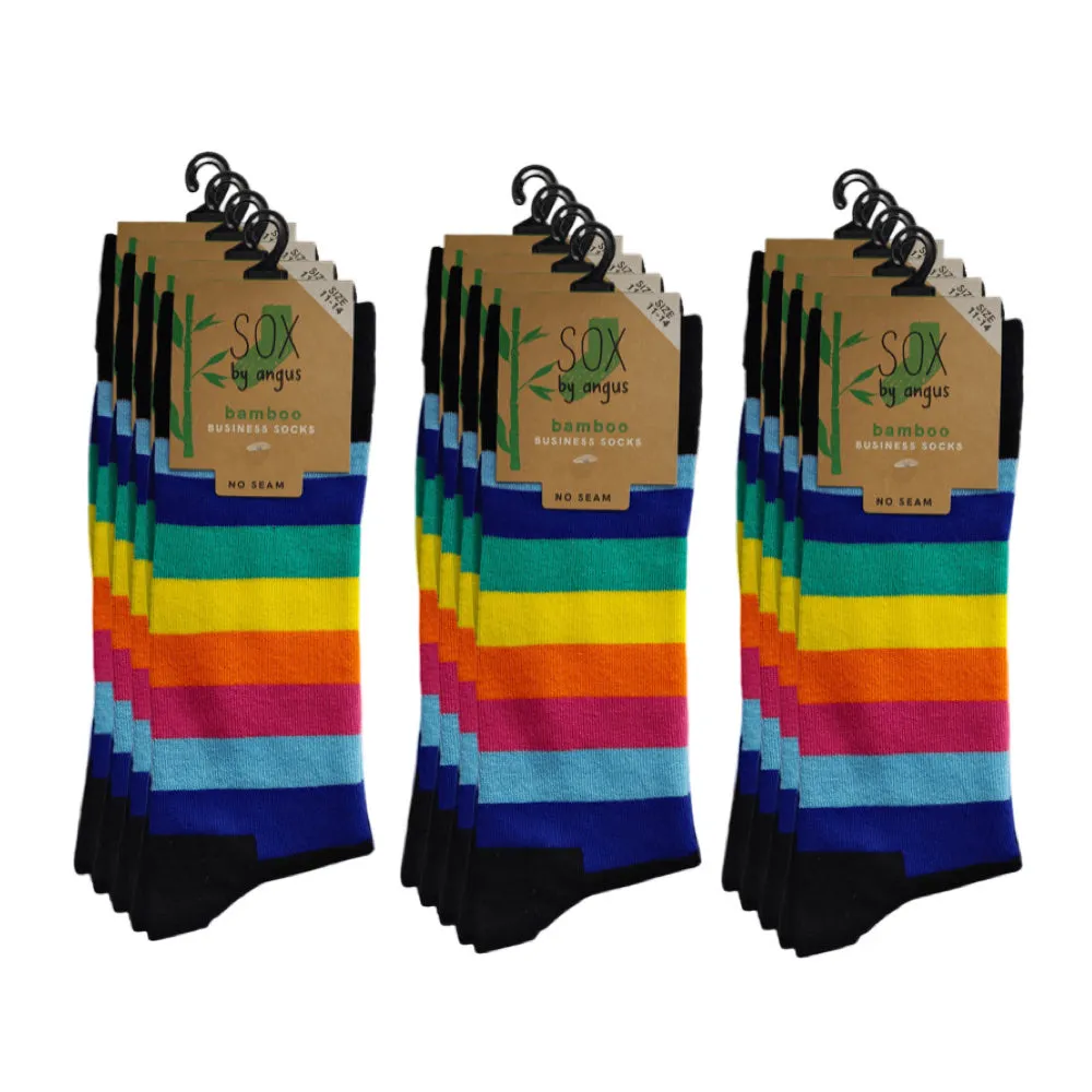 Bamboo Plain Business Socks -No Seam - Rainbow Stripes