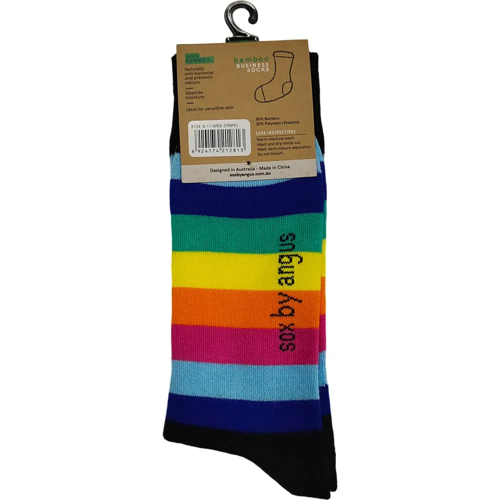 Bamboo Plain Business Socks -No Seam - Rainbow Stripes