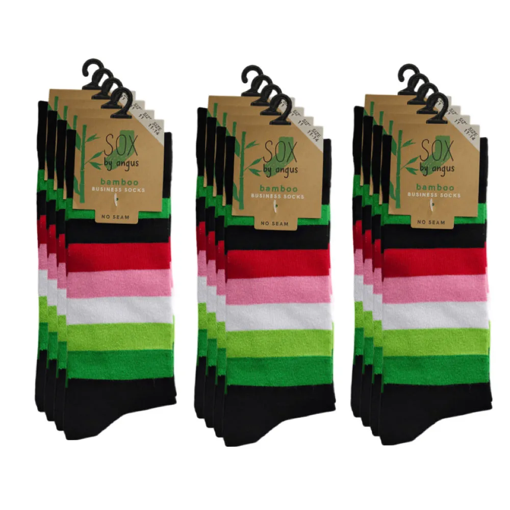 Bamboo Plain Business Socks -No Seam - Wide Stripes