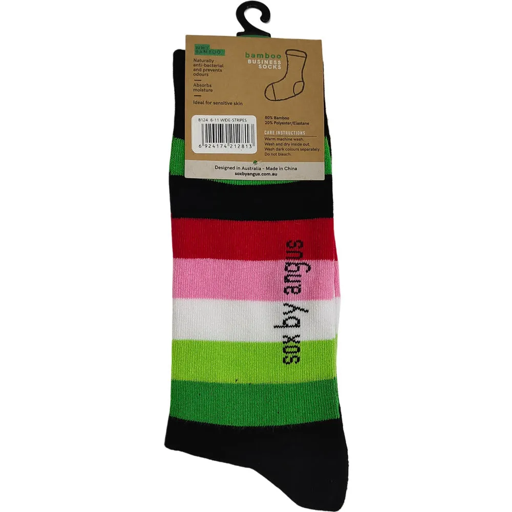 Bamboo Plain Business Socks -No Seam - Wide Stripes