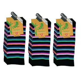 Bamboo Plain Loose Top Socks - NO SEAM – Stripe 4#