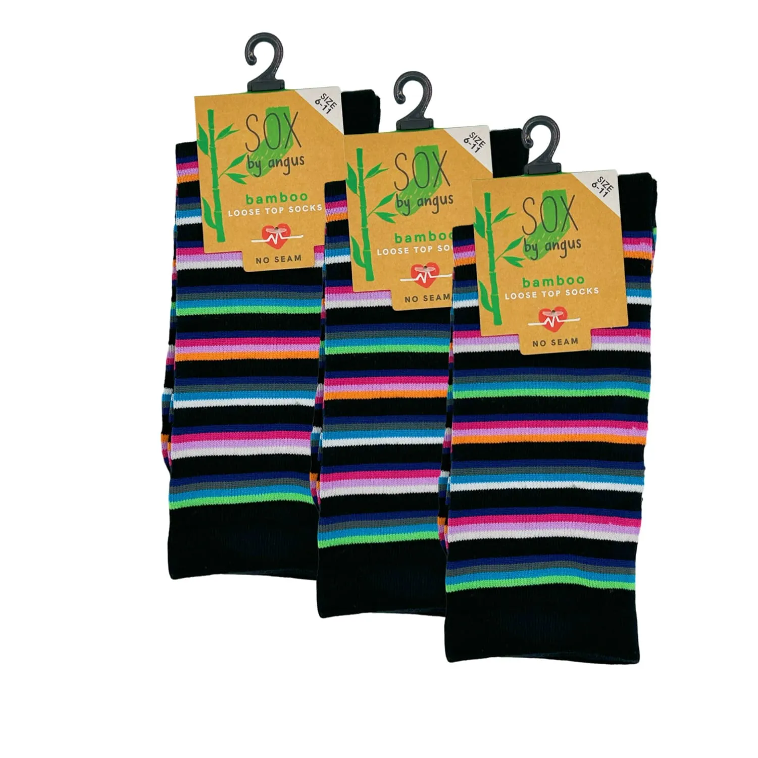 Bamboo Plain Loose Top Socks - NO SEAM – Stripe 4#