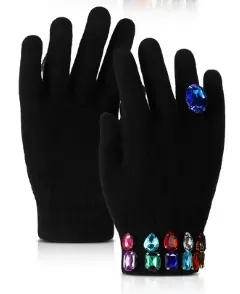 Bejeweled Gloves-Black