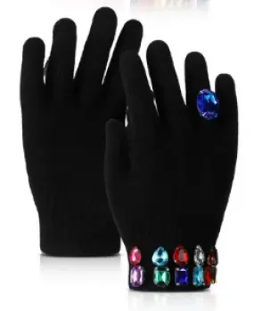 Bejeweled Gloves-Black