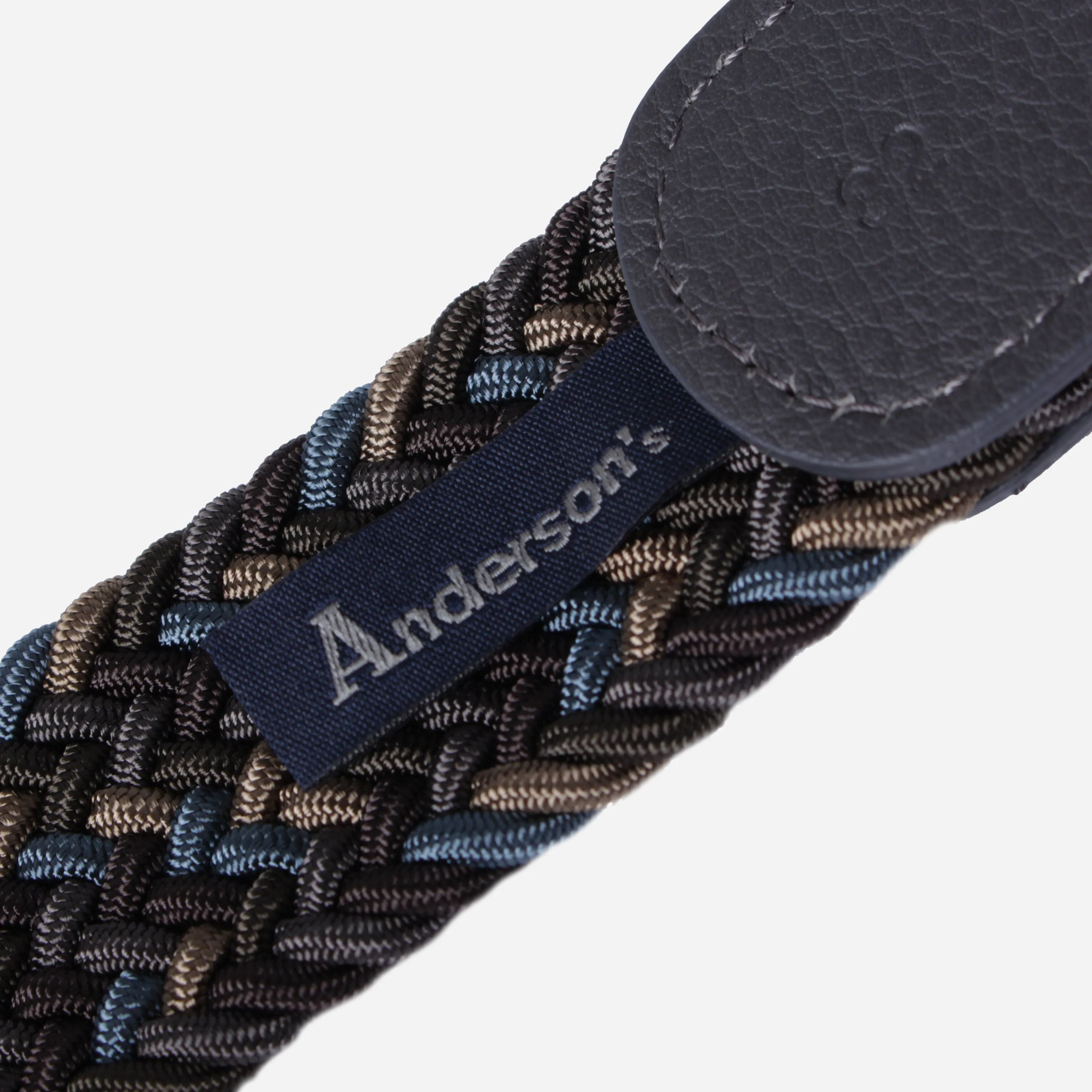 Blue Grey Woven Elastic Belt - Anderson's