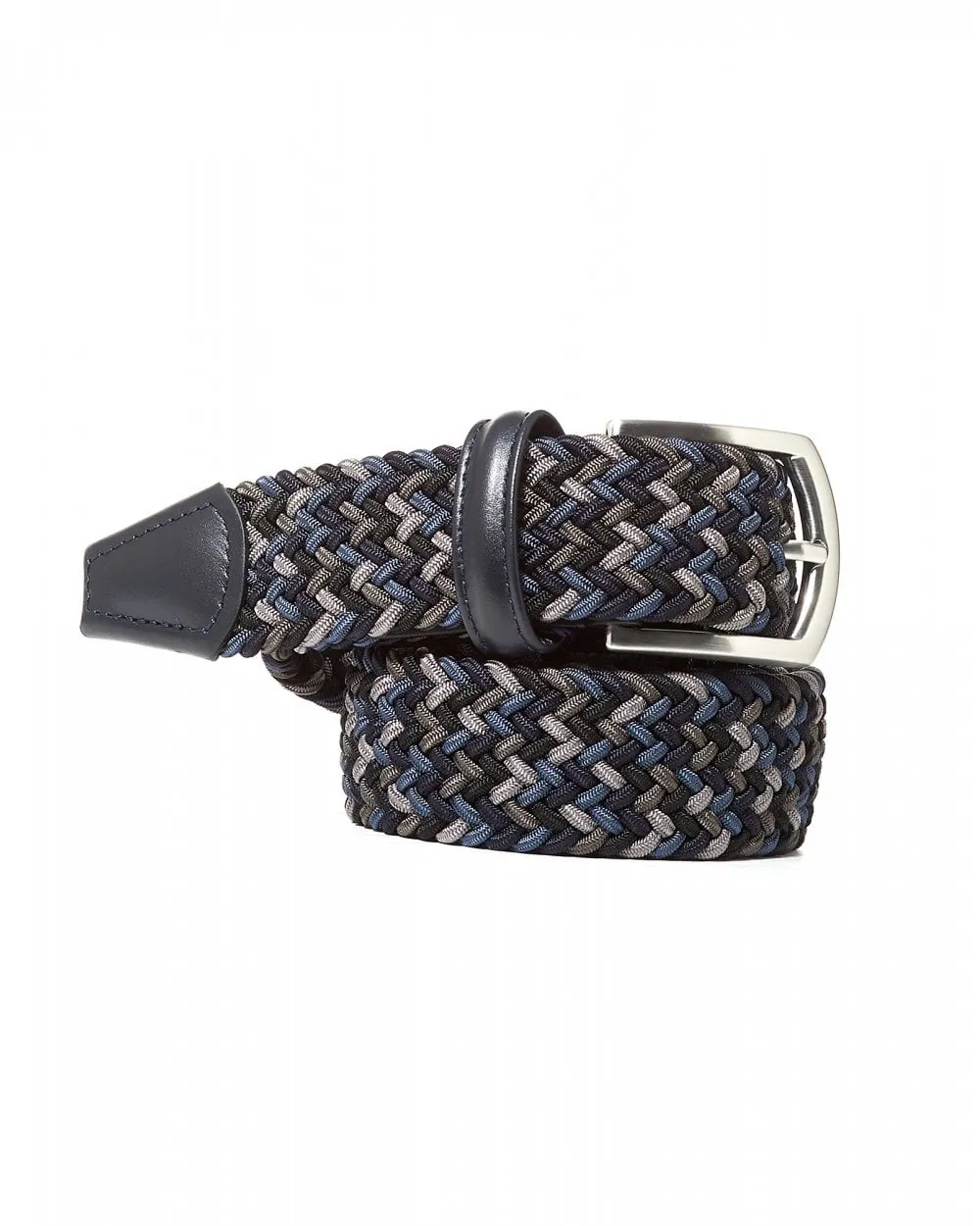 Blue Grey Woven Elastic Belt - Anderson's