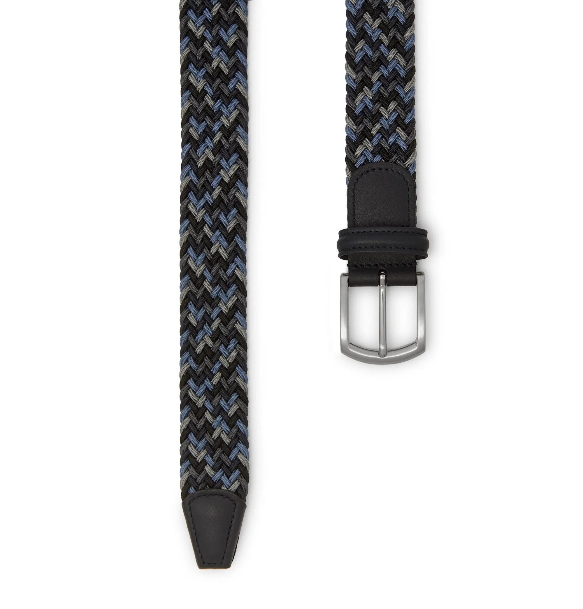 Blue Grey Woven Elastic Belt - Anderson's