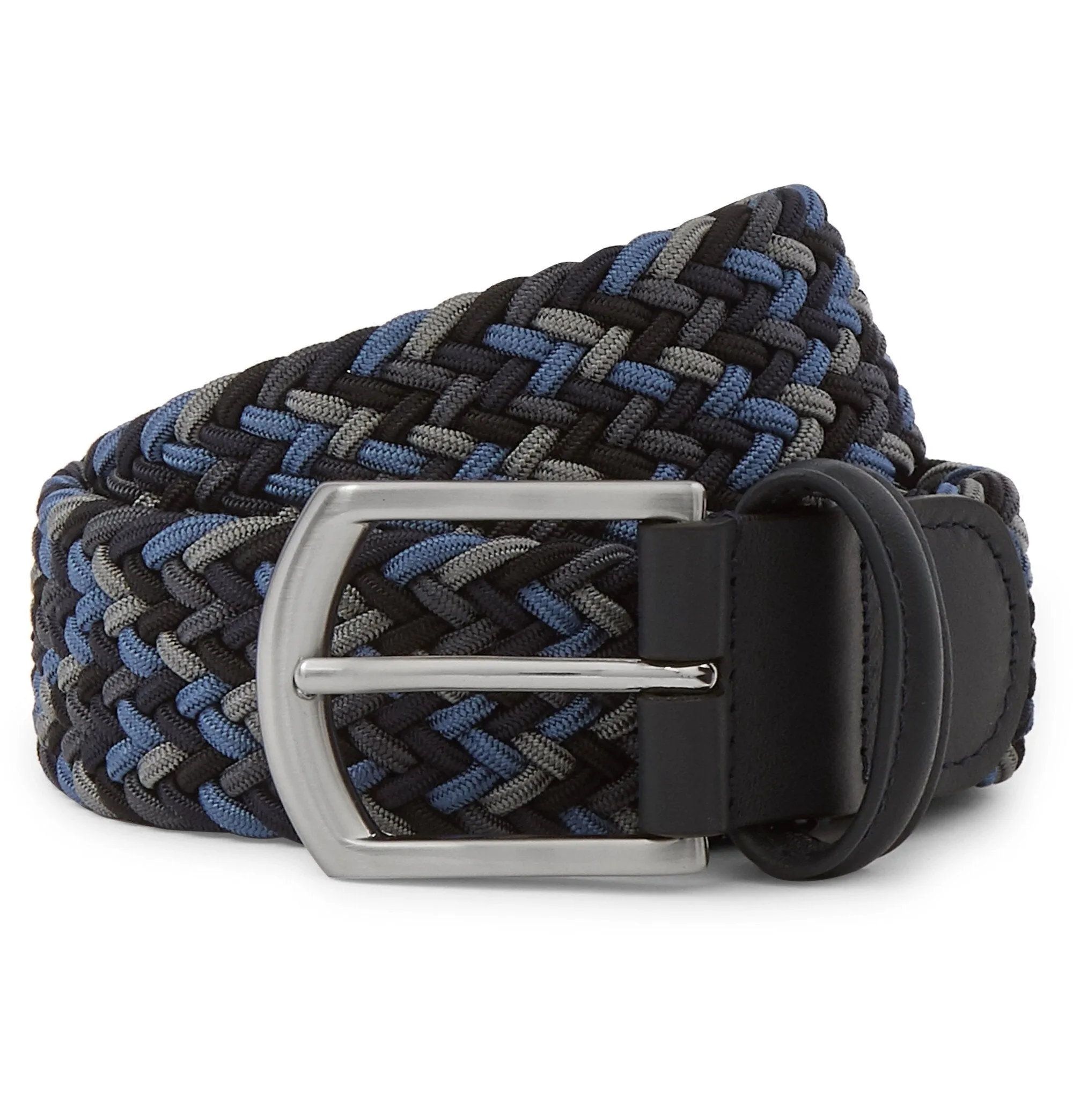 Blue Grey Woven Elastic Belt - Anderson's