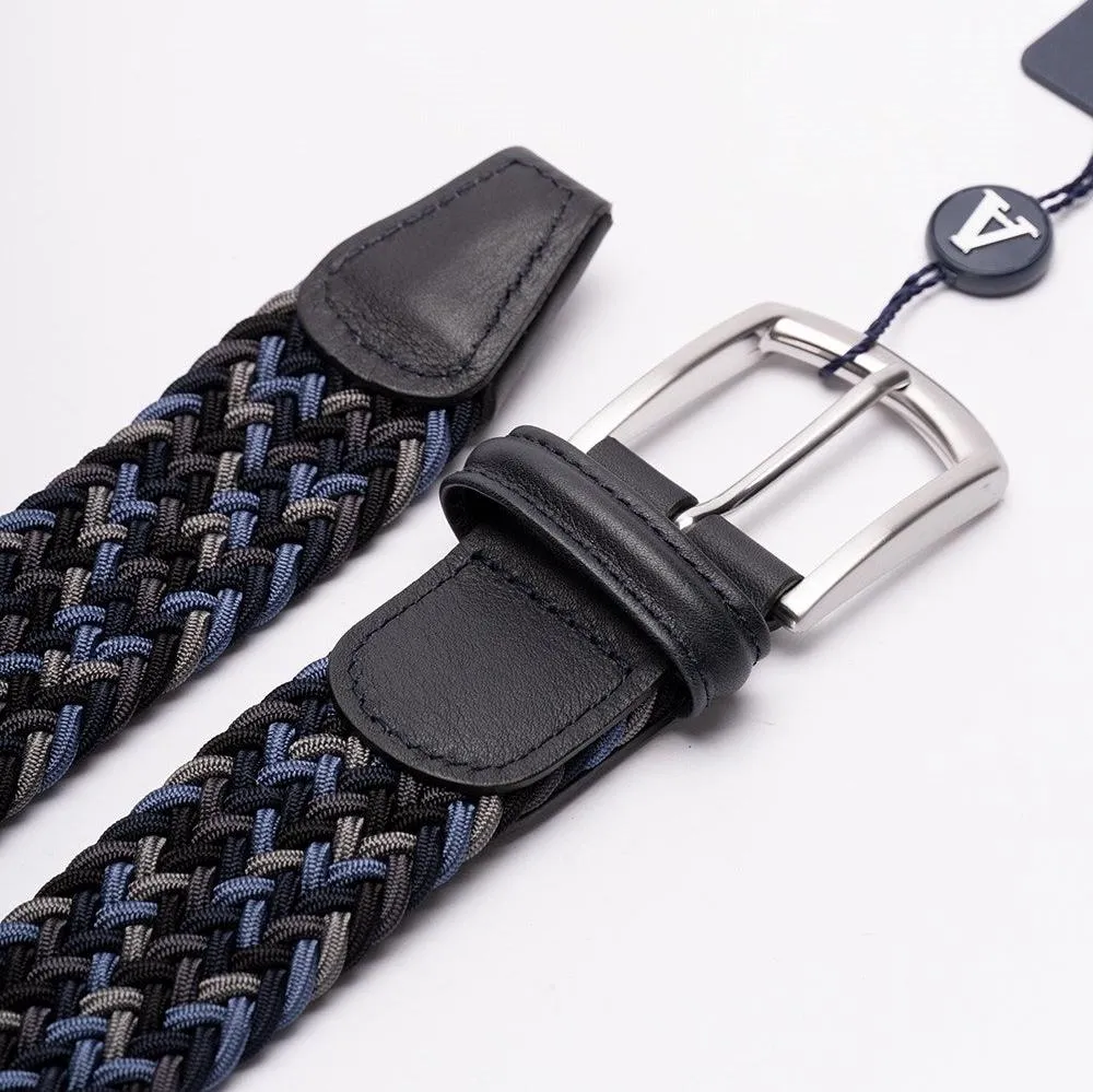 Blue Grey Woven Elastic Belt - Anderson's