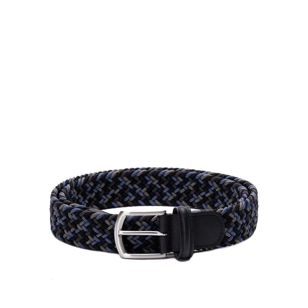 Blue Grey Woven Elastic Belt - Anderson's