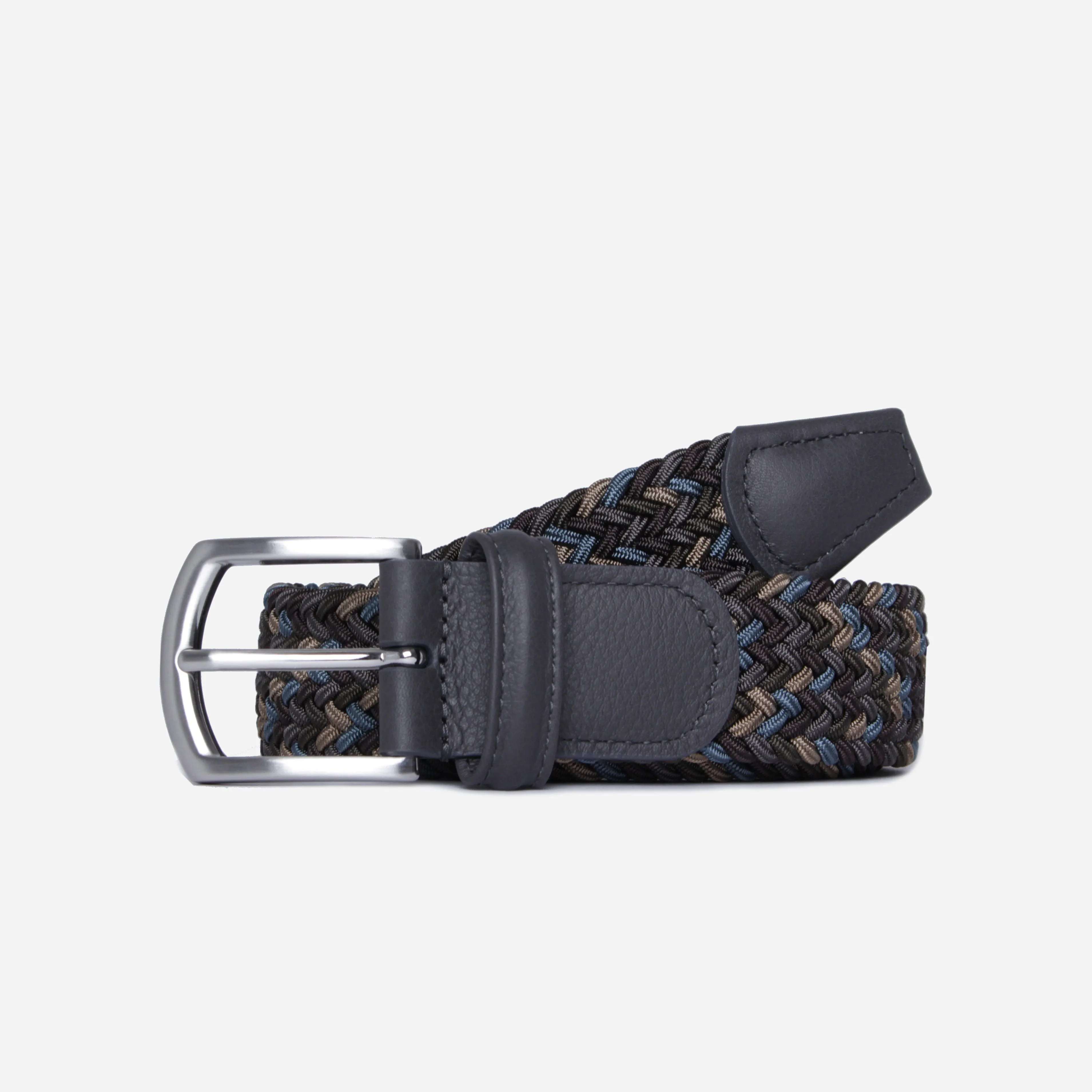 Blue Grey Woven Elastic Belt - Anderson's