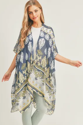 BOHO PRINT KIMONO-NAVY/1PC