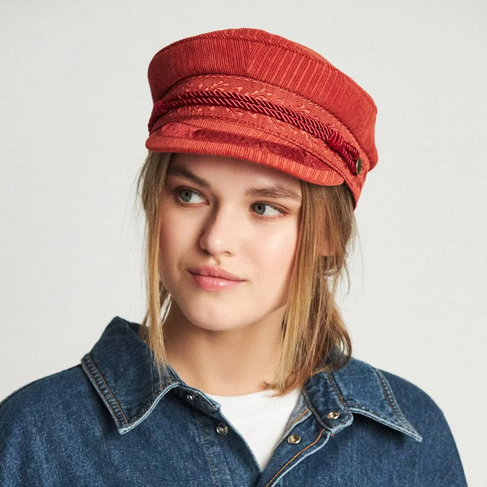 Brixton Hats Albany Ridged Fiddler Cap - Orange