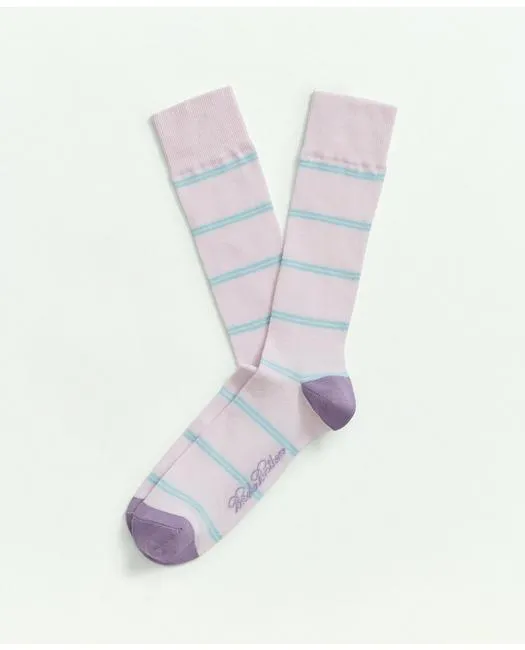 Brooks Brothers Men's Pastel Stripe Crew Socks Pink