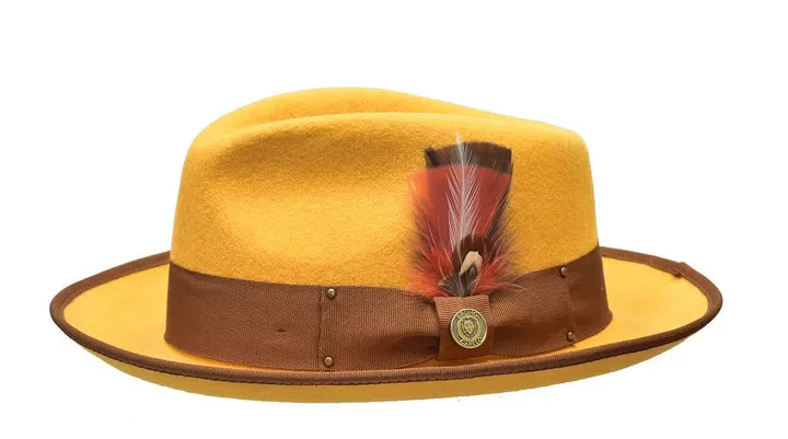 Bruno Capelo LO-206 Lorenzo Felt Hat Mustard/Brown