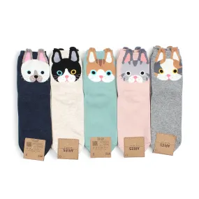 Cat Paw Paw kittenester Pastel Crew Socks (5 pairs) CO15