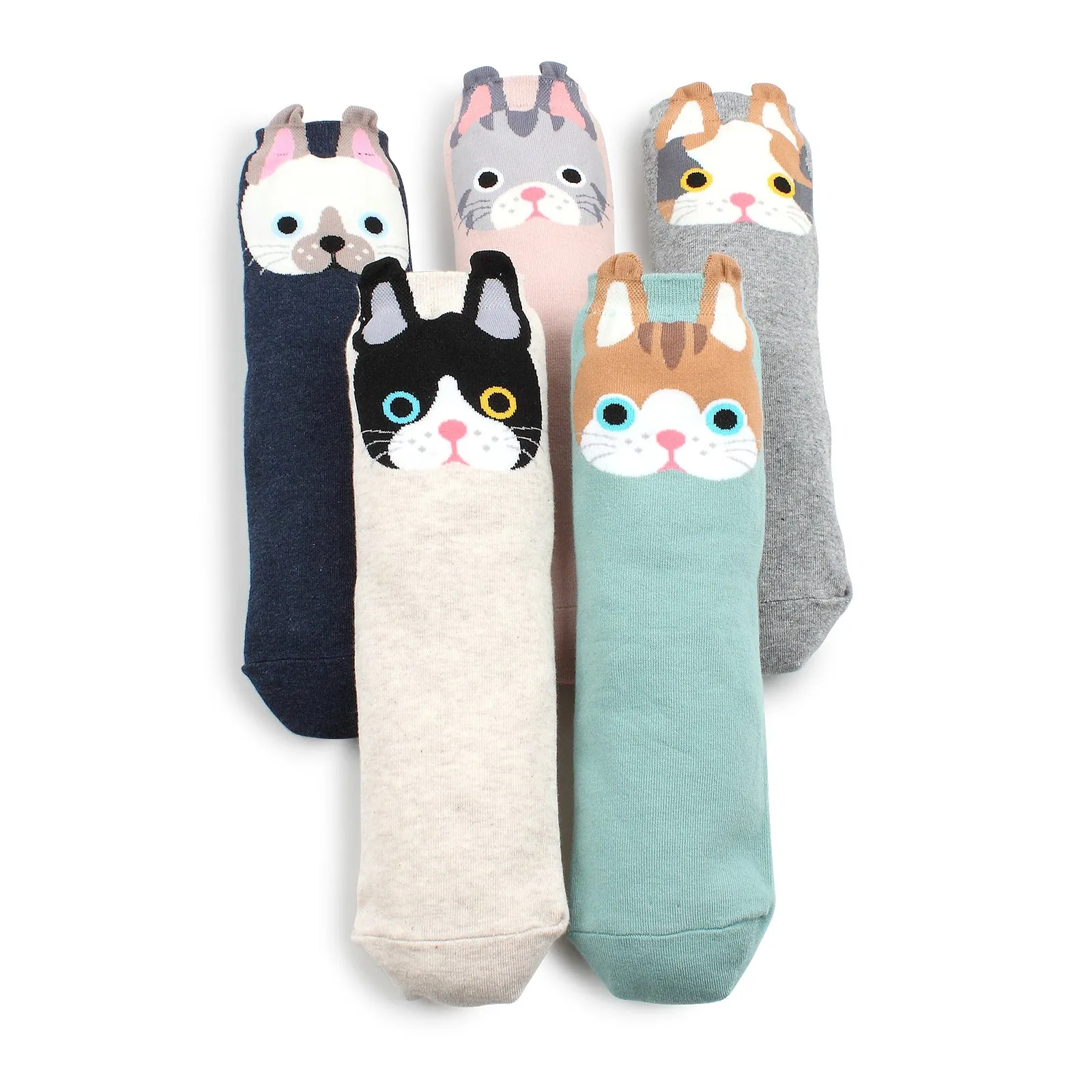 Cat Paw Paw kittenester Pastel Crew Socks (5 pairs) CO15