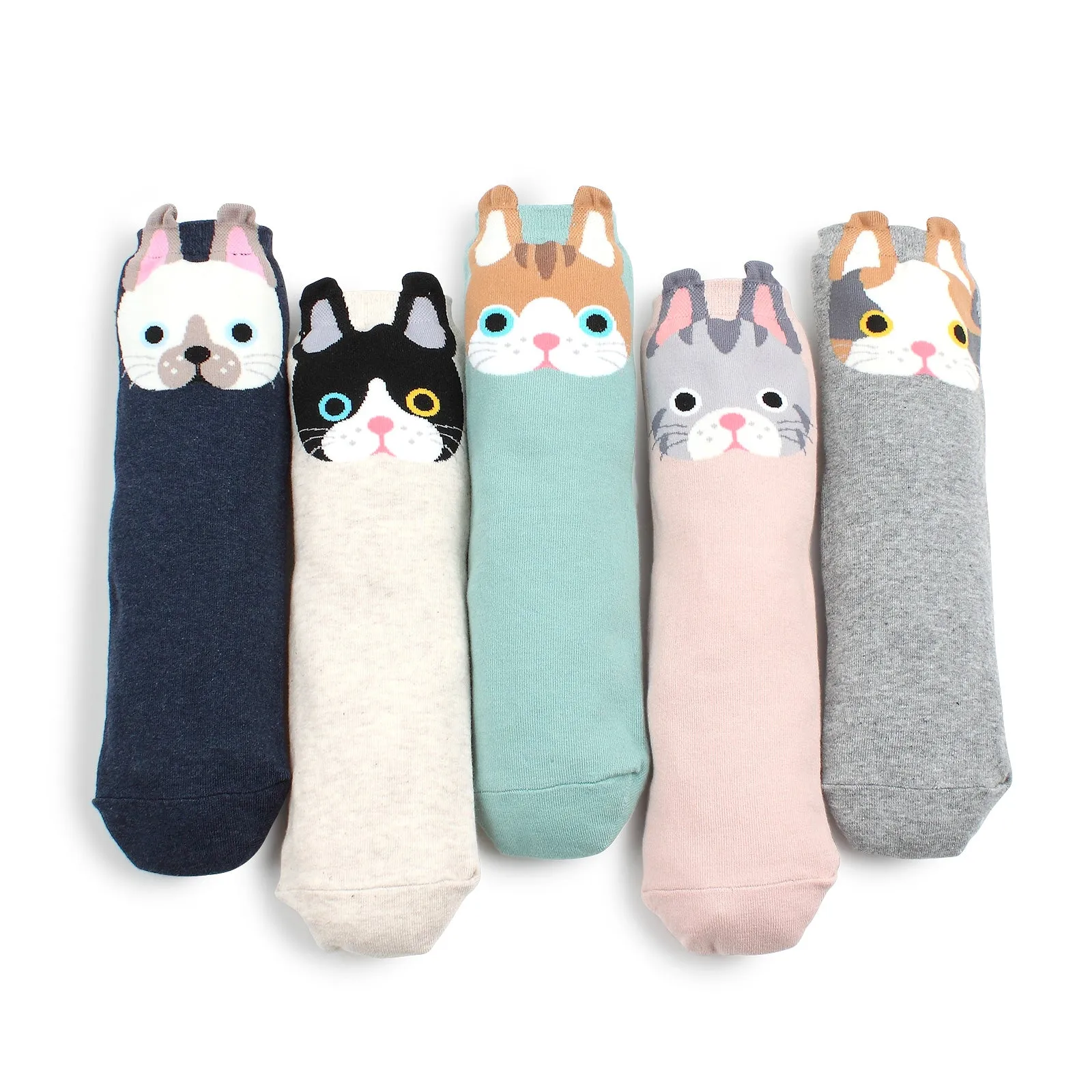 Cat Paw Paw kittenester Pastel Crew Socks (5 pairs) CO15