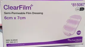 Clearfilm 815067 Transparent Film Dressings 6cm x 7cm x 100