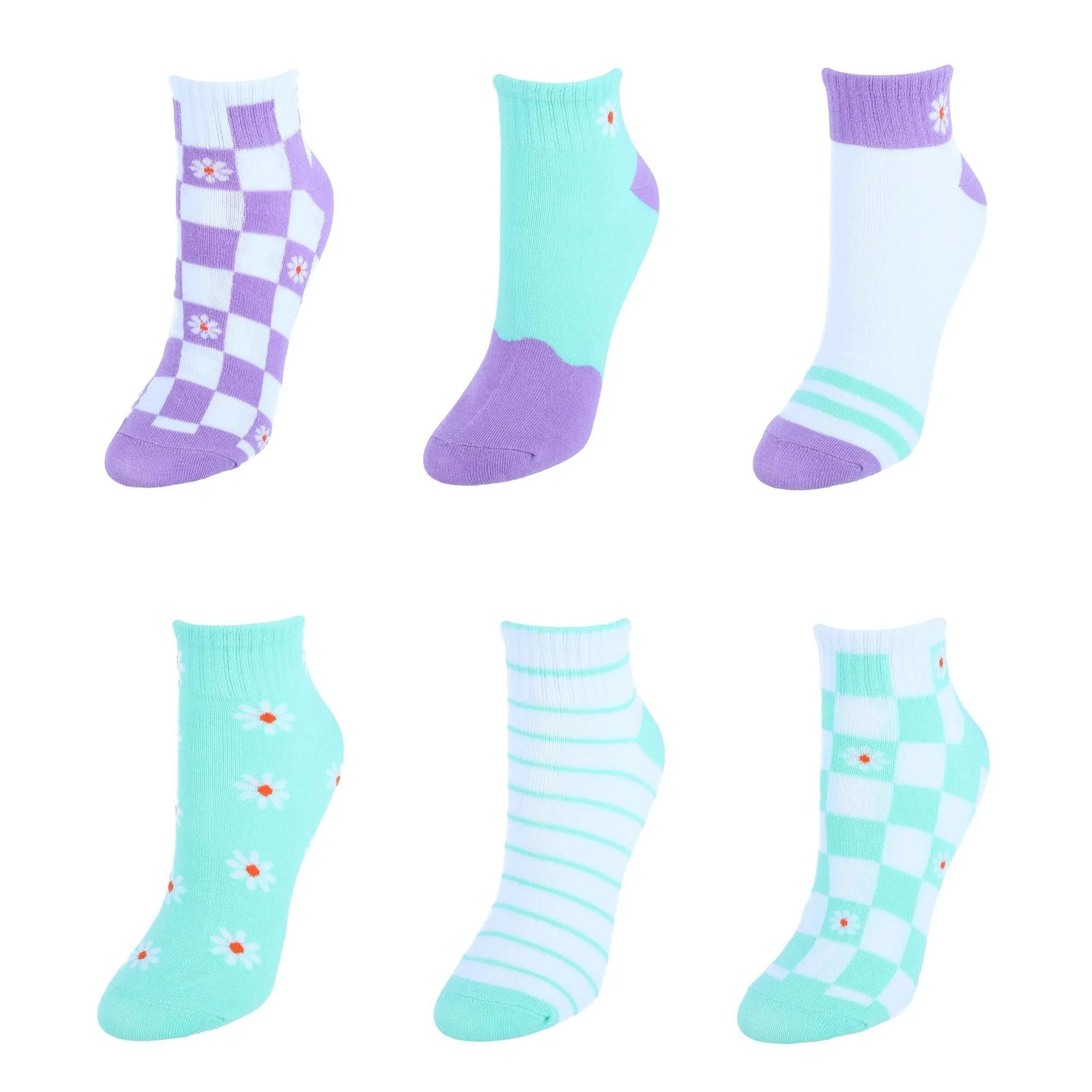 CTM® Women's Assorted Low-Cut Ribbed Comfortable Socks (6 Pair Pack)