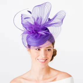 Failsworth Hats Aubrey Tulle Pillbox Fascinator - Purple