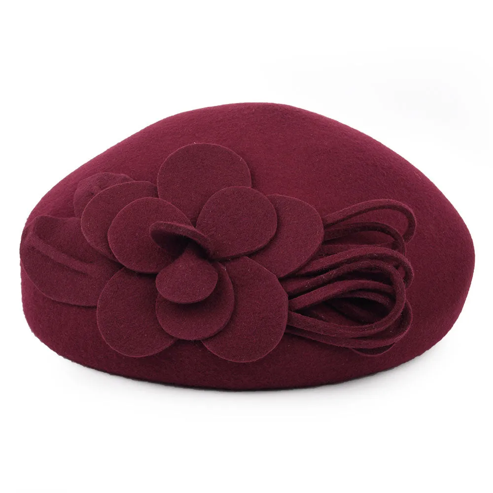 Failsworth Hats Flower Pillbox Hat - Merlot