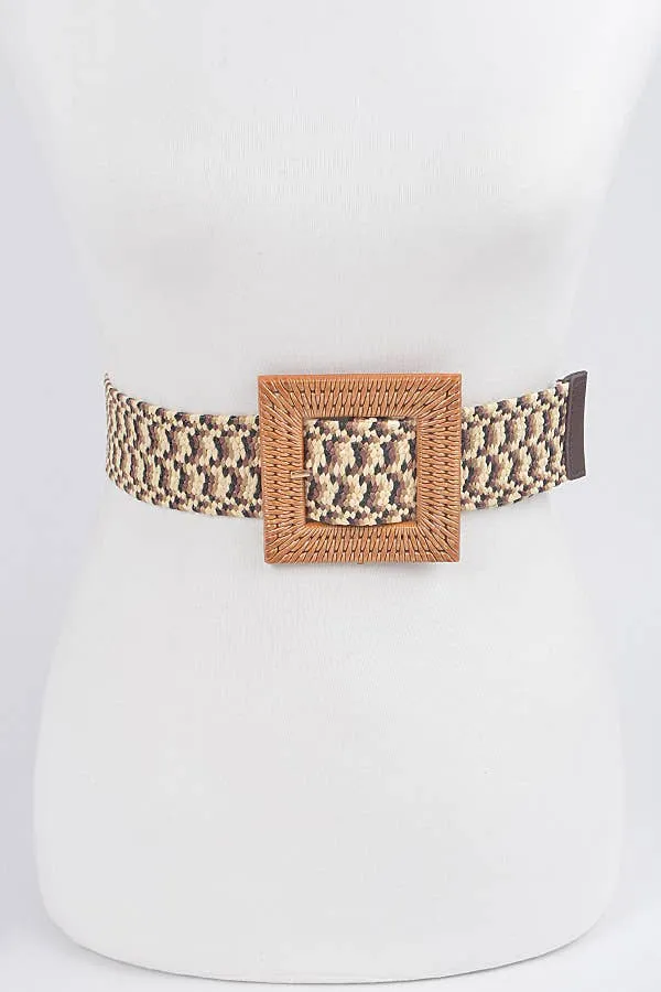 Faux Bamboo Buckle Elastic Belt