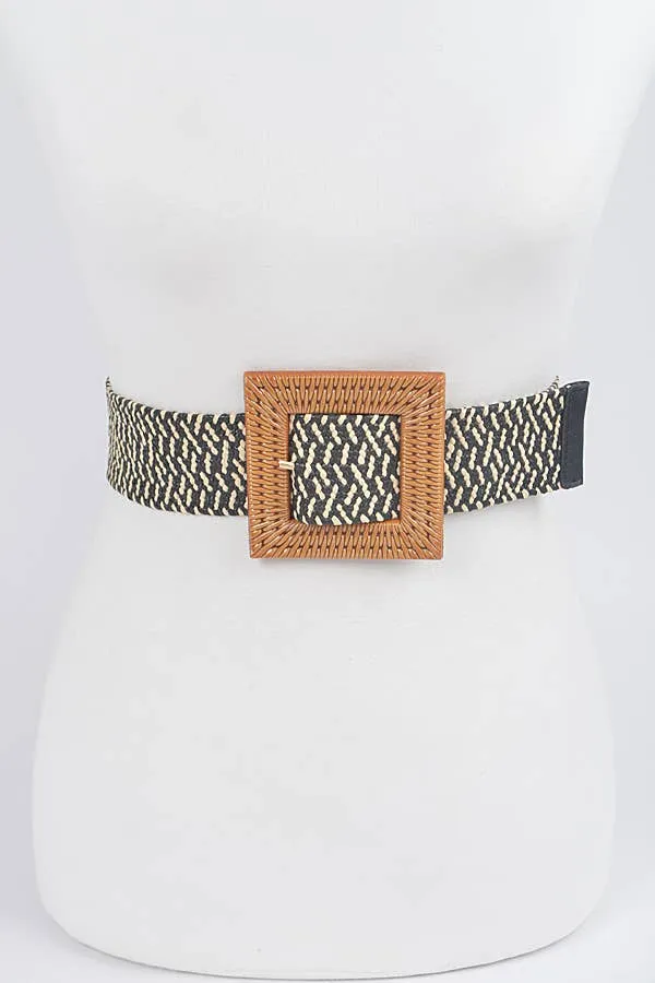 Faux Bamboo Buckle Elastic Belt