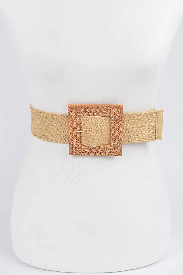 Faux Bamboo Buckle Elastic Belt