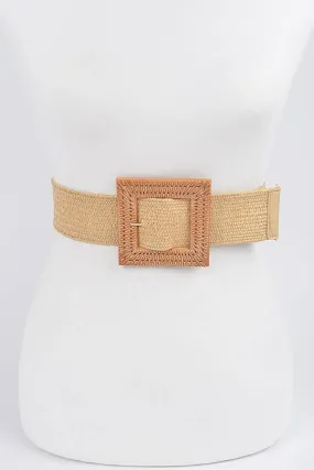 Faux Bamboo Buckle Elastic Belt