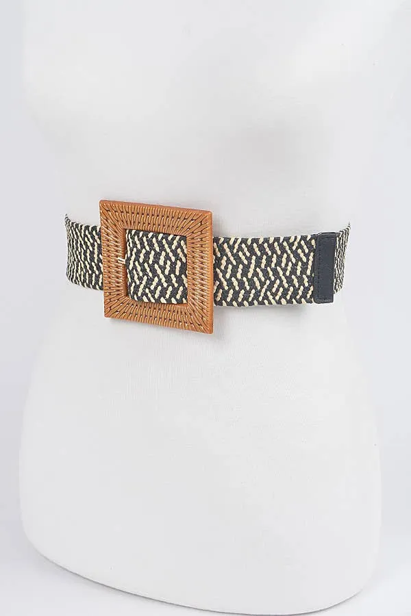 Faux Bamboo Buckle Elastic Belt