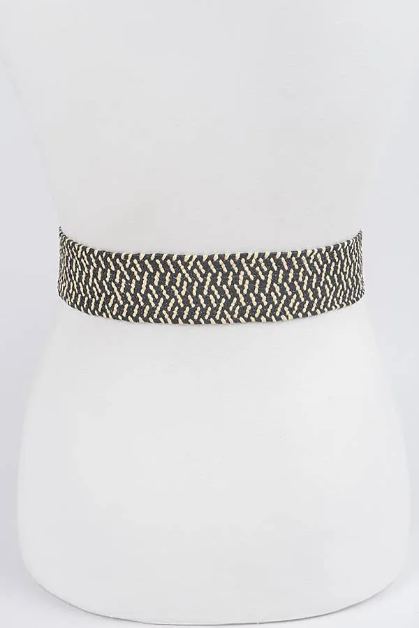 Faux Bamboo Buckle Elastic Belt