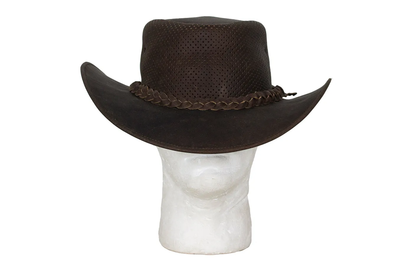 Genuine Brown Leather Gambler Hat