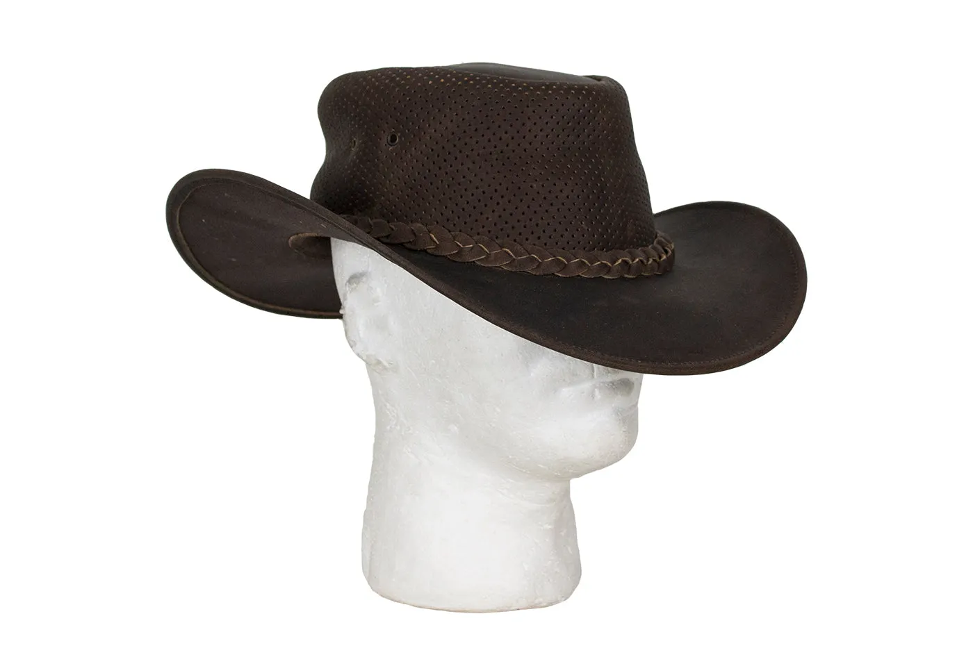 Genuine Brown Leather Gambler Hat