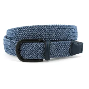 Italian Braided Melange Rayon Elastic Belt in Navy by Torino Leather