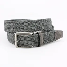 Italian Tubular Woven Stretch Belt with Suede End & Loop in Grey by Torino Leather