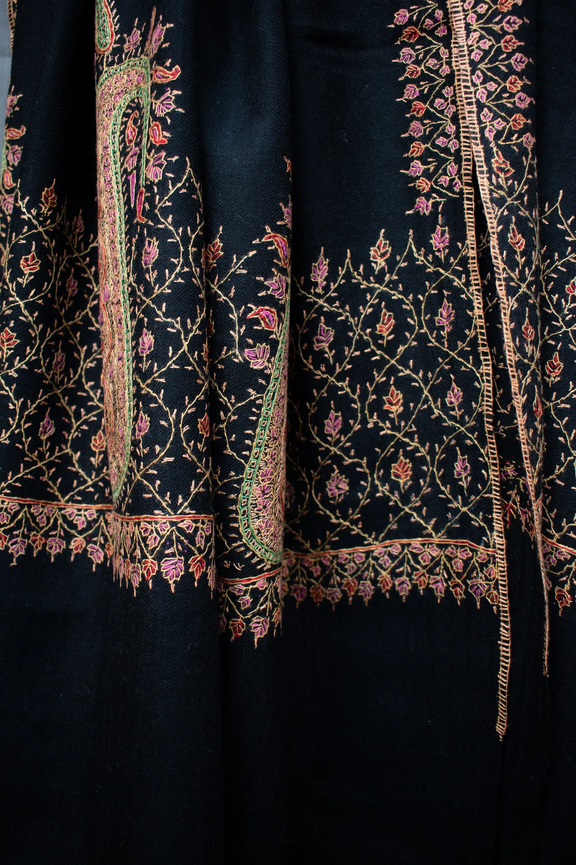 Kashmiri Embroidery on Fine Wool Shawl