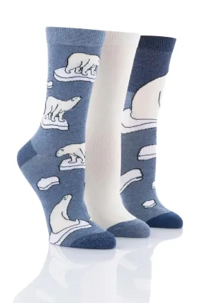 Ladies Polar Bear Socks - 3 Pair Pack