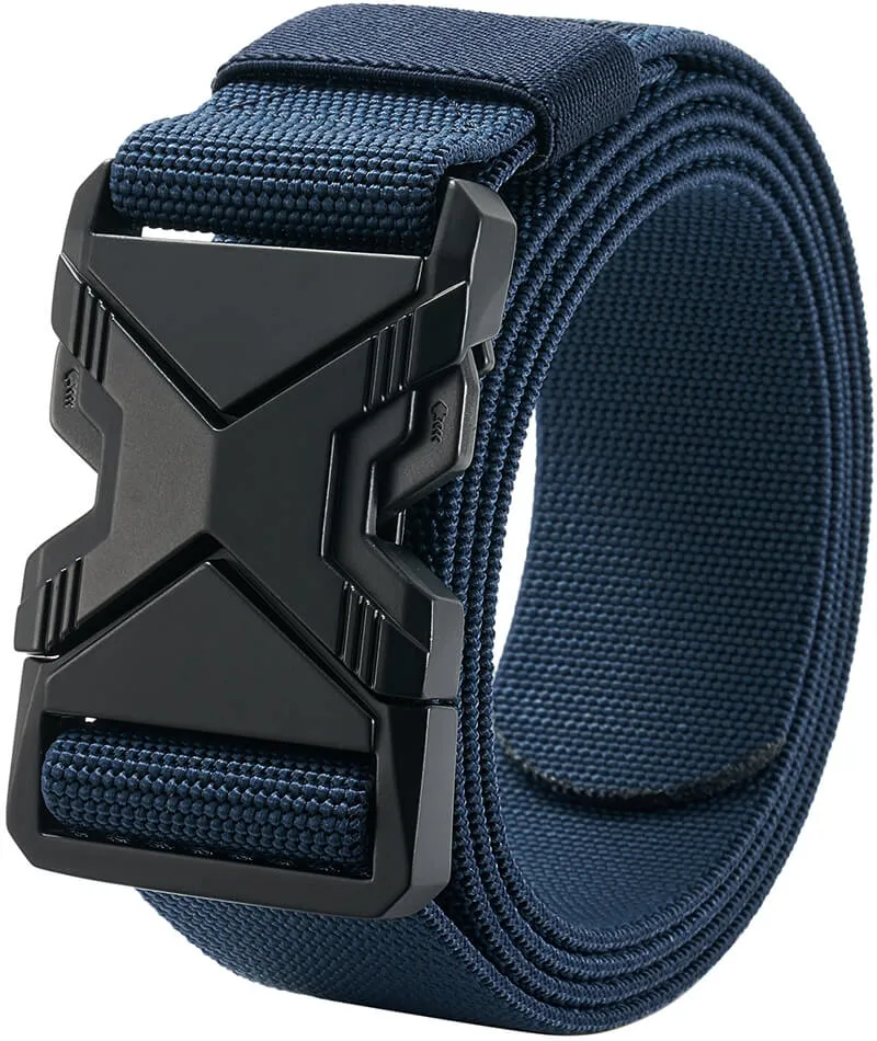 LionVII Tactical Belt, Elastic Stretch Military 1.5" Web Belt with Heavy Duty Quick Release Buckle for Waist Size Below 48"