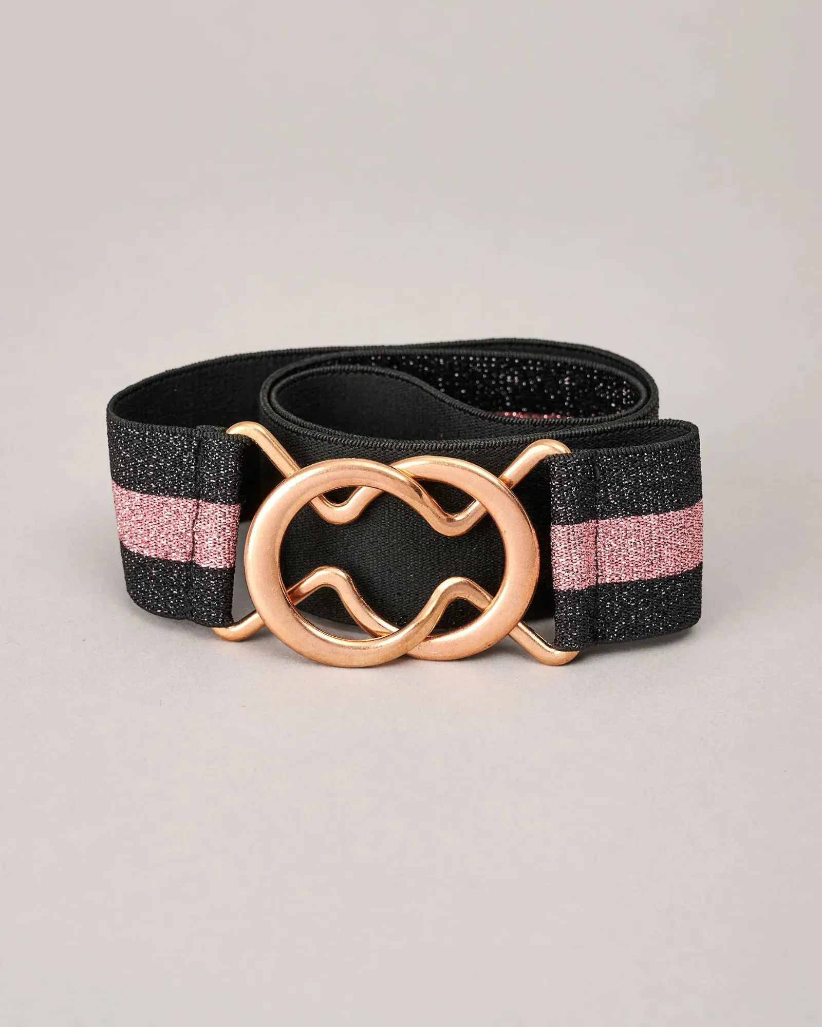 Metallic Elastic Belt - Black/Rose