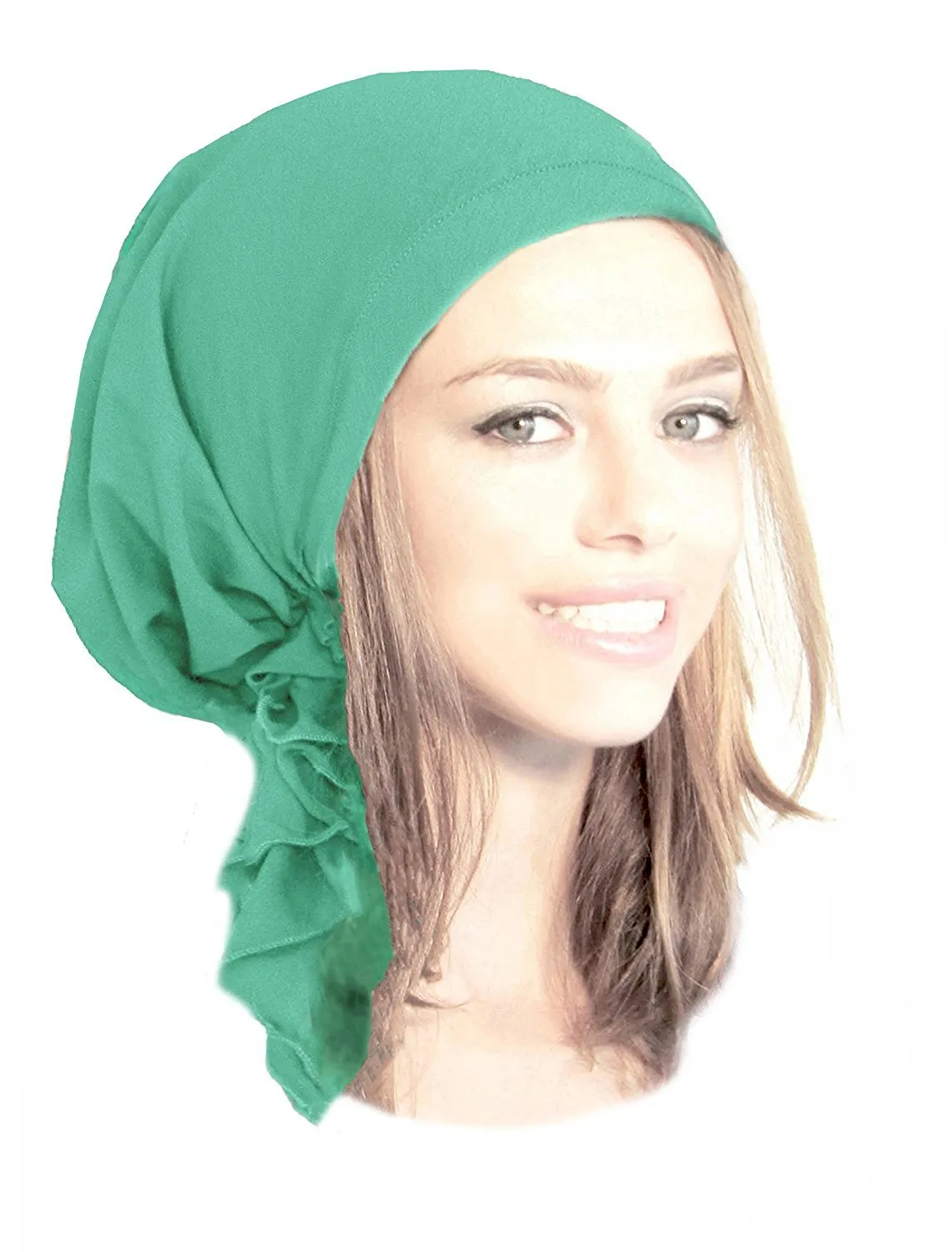 Mint Green Pre-Tied Cotton Head-Scarf Tichel Head-Covering Bandana (Mint short - 025)