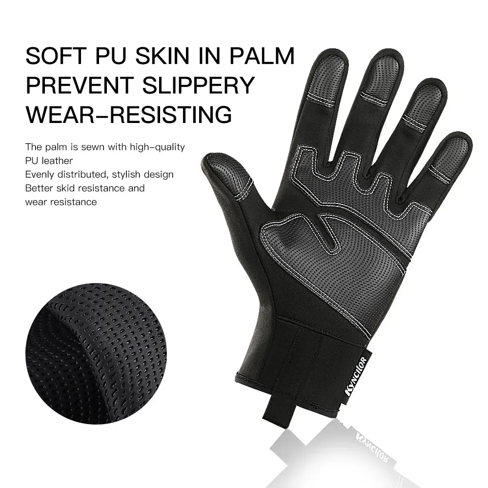 Motorcyclist Gloves Winter Windproof PU Touch Screen Bike Gloves Mtb Breathable Shockproof Cycling Gloves Sport Hiking Gloves