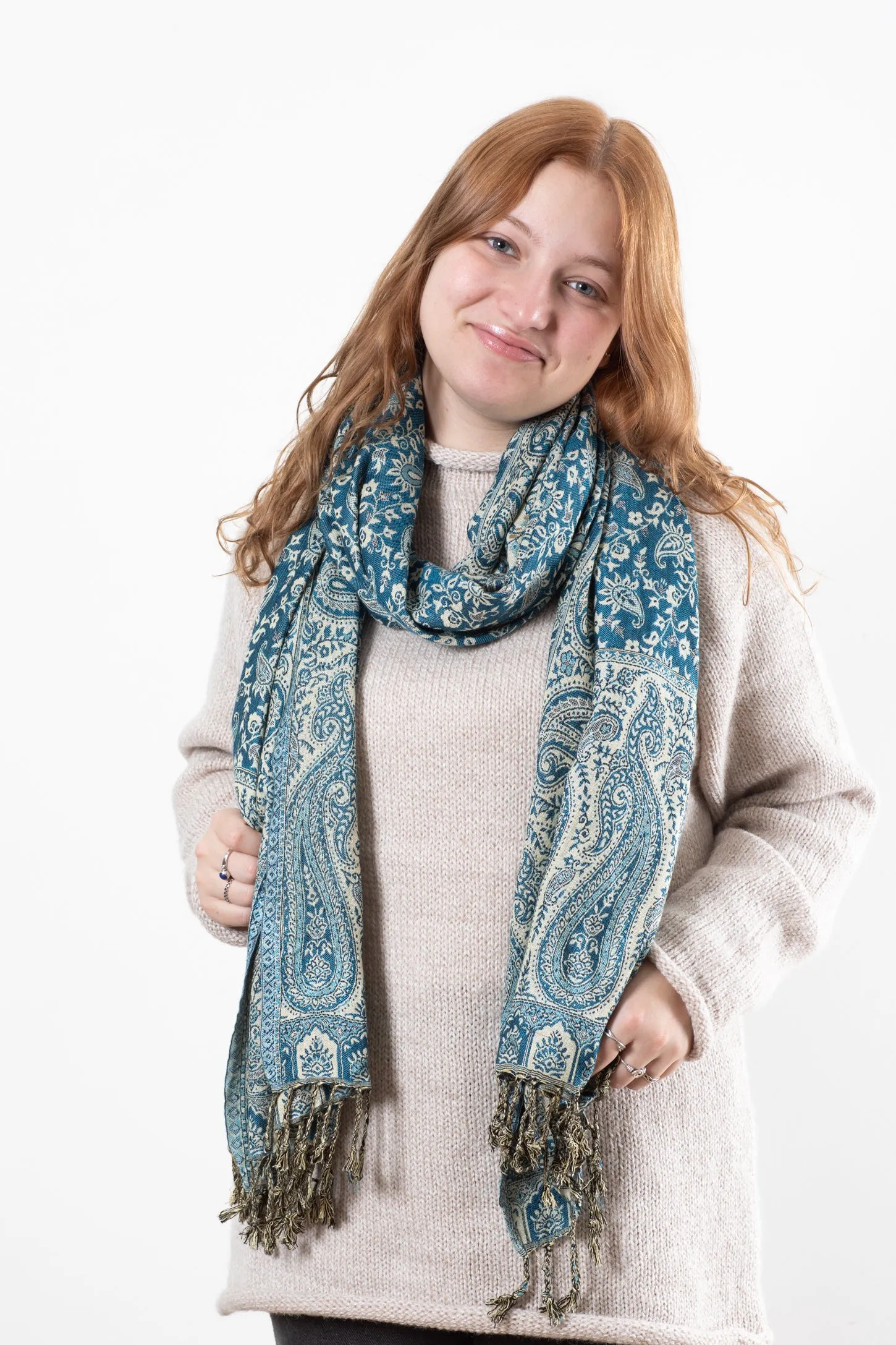 Paisley Reversible Fringe Shawl