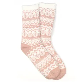 Pastel Pink | Fairisle Cosy Slipper Socks