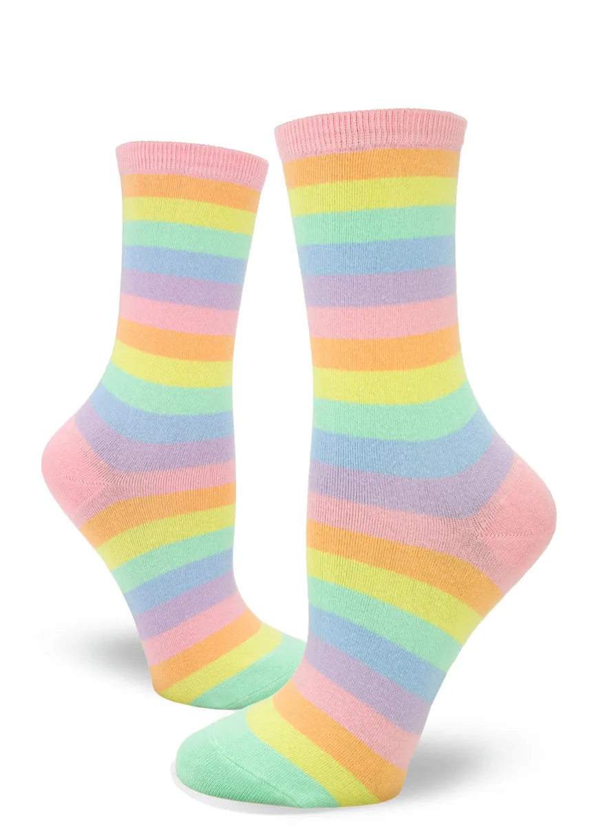 Pastel Rainbow Striped Women's Socks